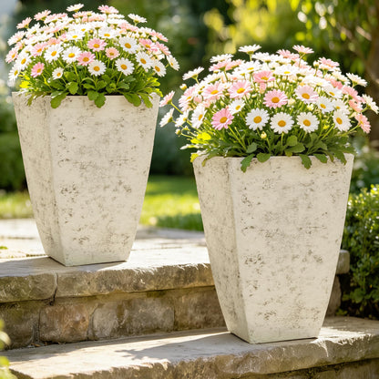 Autodaya 15" Large Planters for Outdoor Plants Set of 2 Plastic Flower Pots