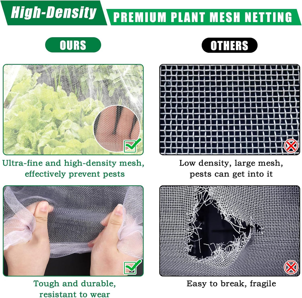 10 X 50 FT Breathable Garden Mesh Netting Pest Barrier for Raised Beds