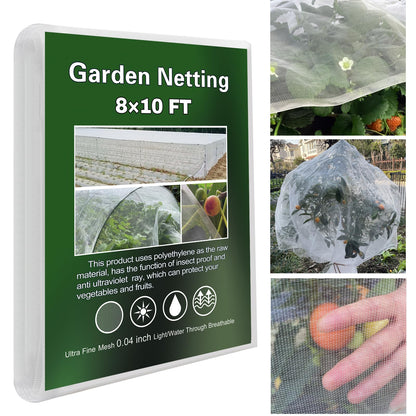 Garden Netting Ultra Fine 8x10ft, Insect Net Bug Mesh for Garden Plants