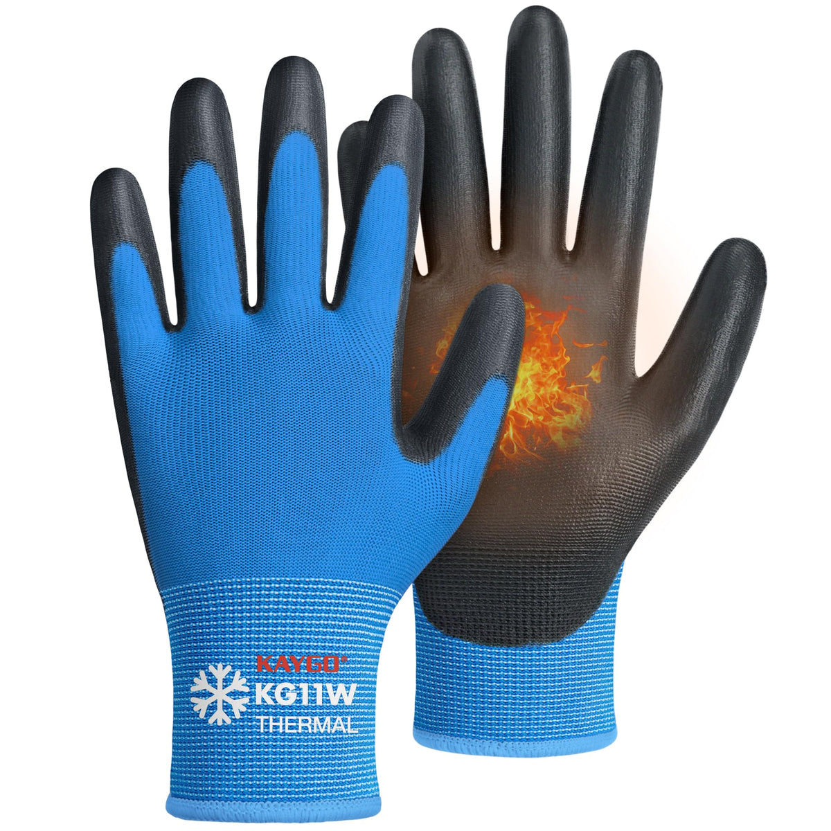 KAYGO Safety Work Gloves for Men Women, PU Coated Palm & Fingers, KG11P