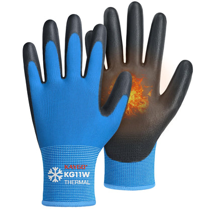 KAYGO Safety Work Gloves for Men Women, PU Coated Palm & Fingers, KG11P