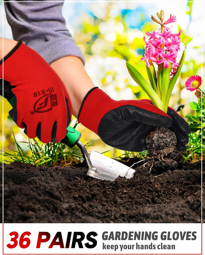Honeydak 36 Pairs Garden Gloves Bulk for Men Women