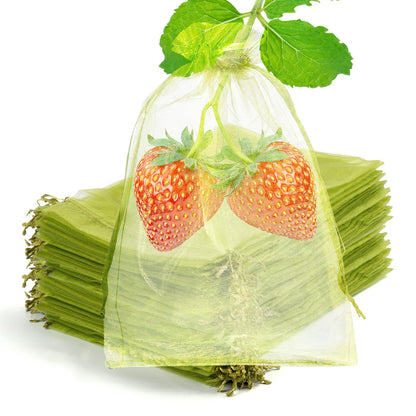 50 Pcs Fruit Protection Bags, 6×9 in Mesh Cover Nets for Tree, Green