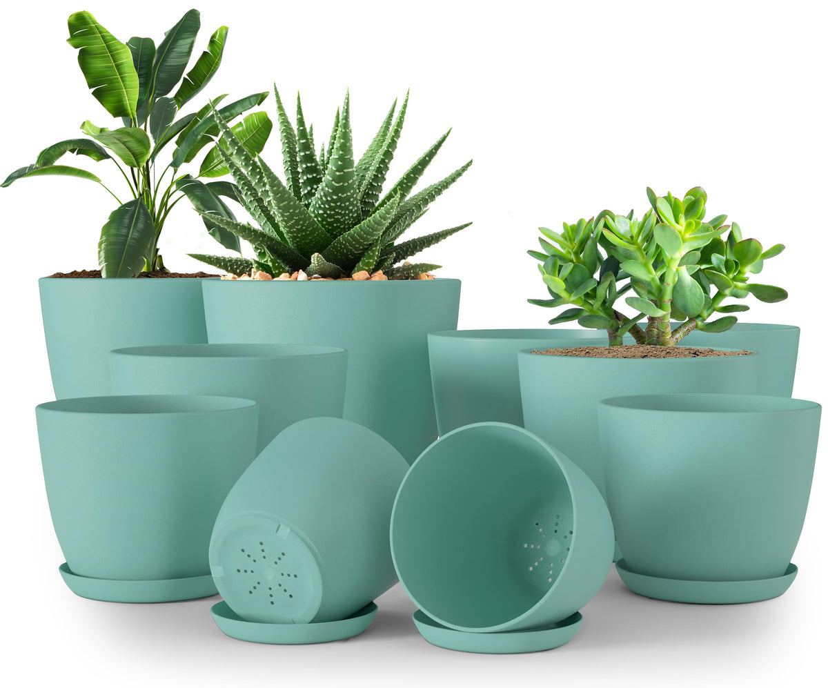 Plant Pots Indoor with Drainage, 5 Pack Multi-Size Planters Set, Black