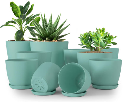 Plant Pots Indoor with Drainage, 5 Pack Multi-Size Planters Set, Black