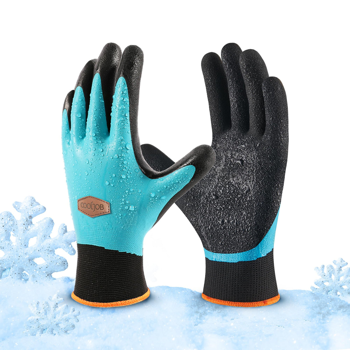 COOLJOB 2 Pairs Waterproof Gardening Work Gloves with grip, S
