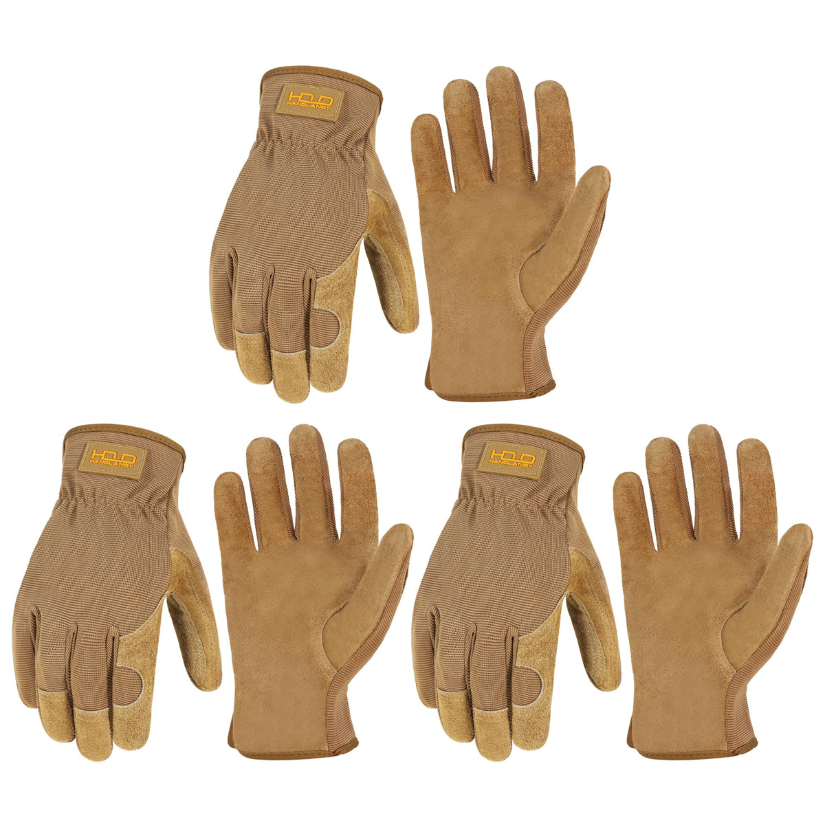HANDLANDY Leather Gardening Gloves, Leather Work Gloves for Men Women