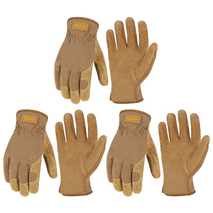 HANDLANDY Leather Gardening Gloves, Leather Work Gloves for Men Women