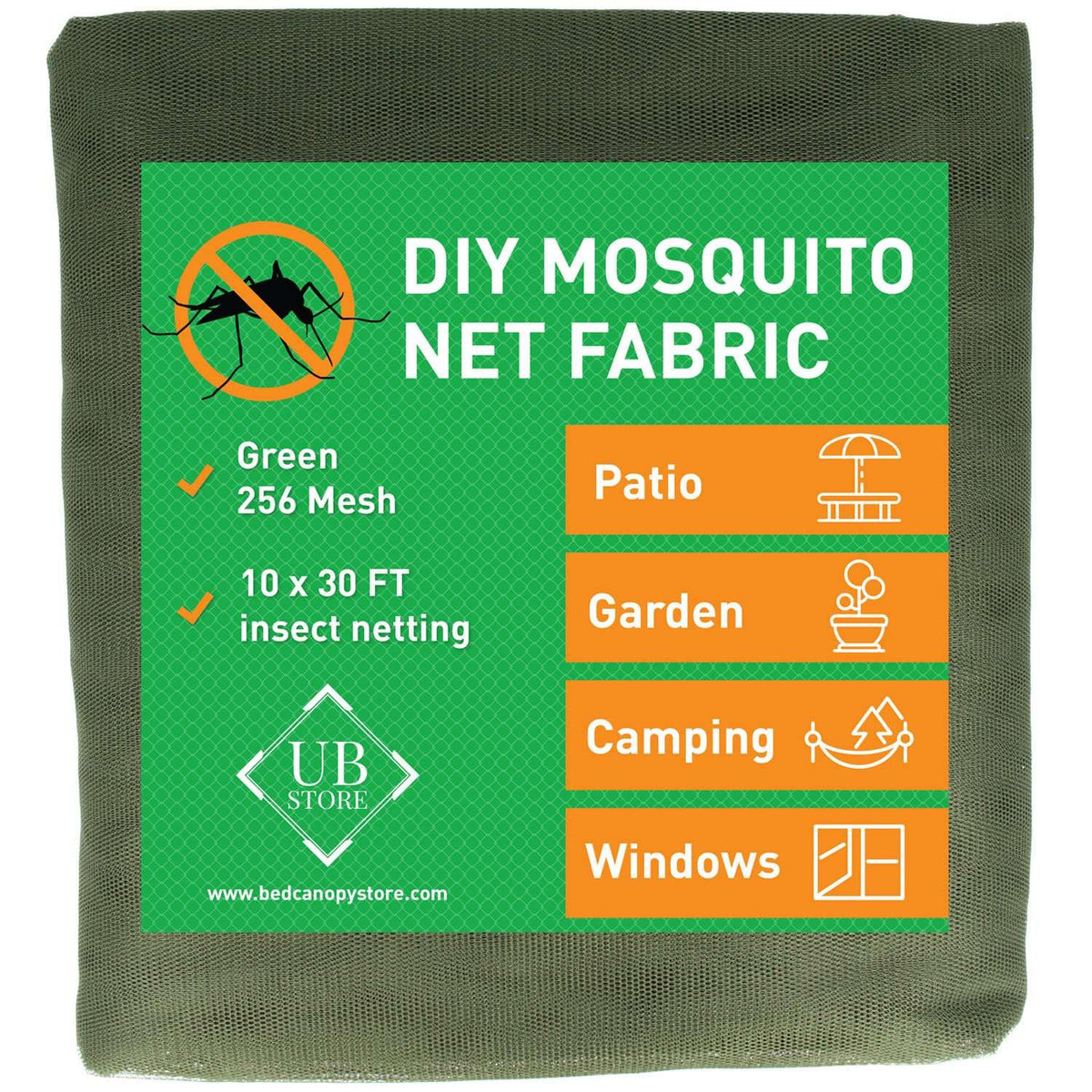 Green DIY Mosquito Net Fabric | 10x20 FT Netting | Insect Cover for Garden