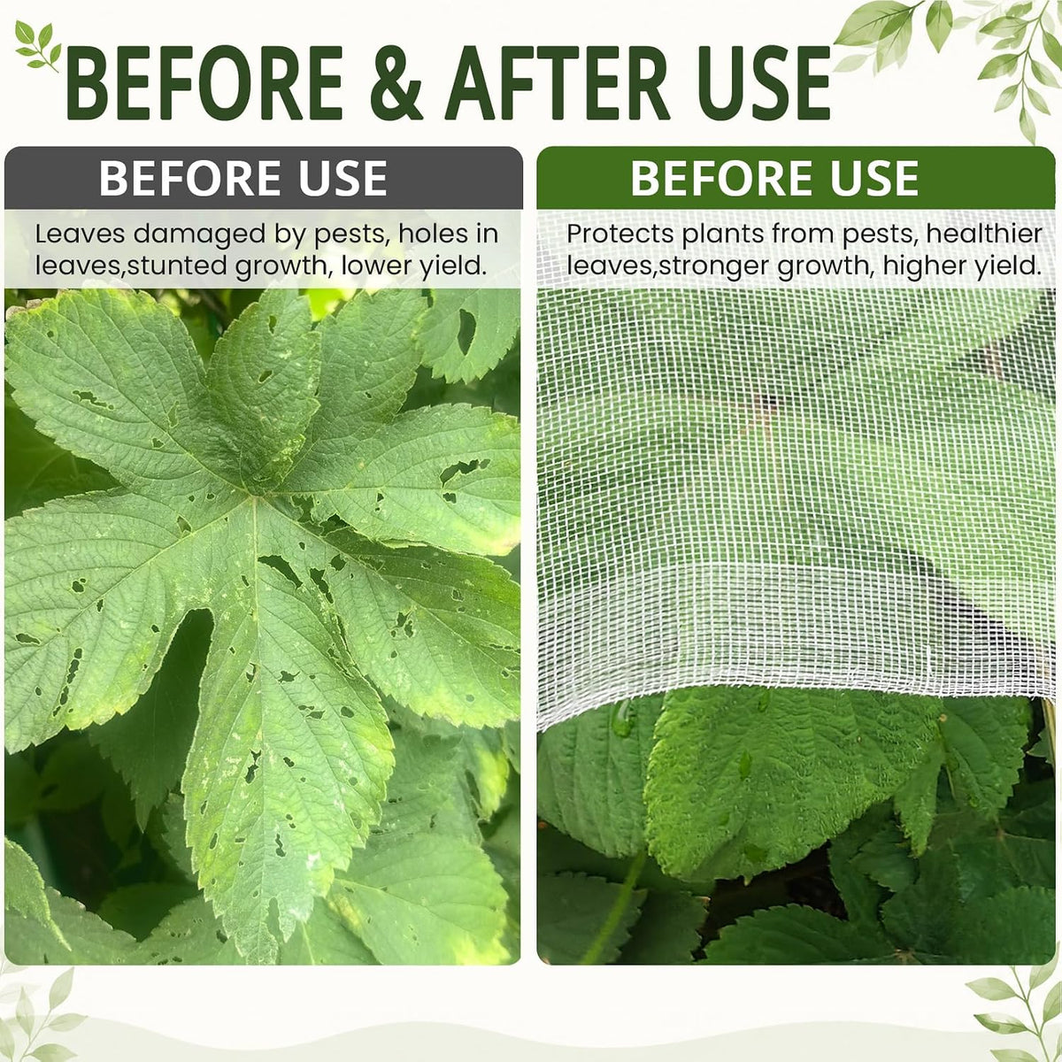 10Ft x 15FT Garden Netting, Fine Mesh Insect Netting for Plant Protection