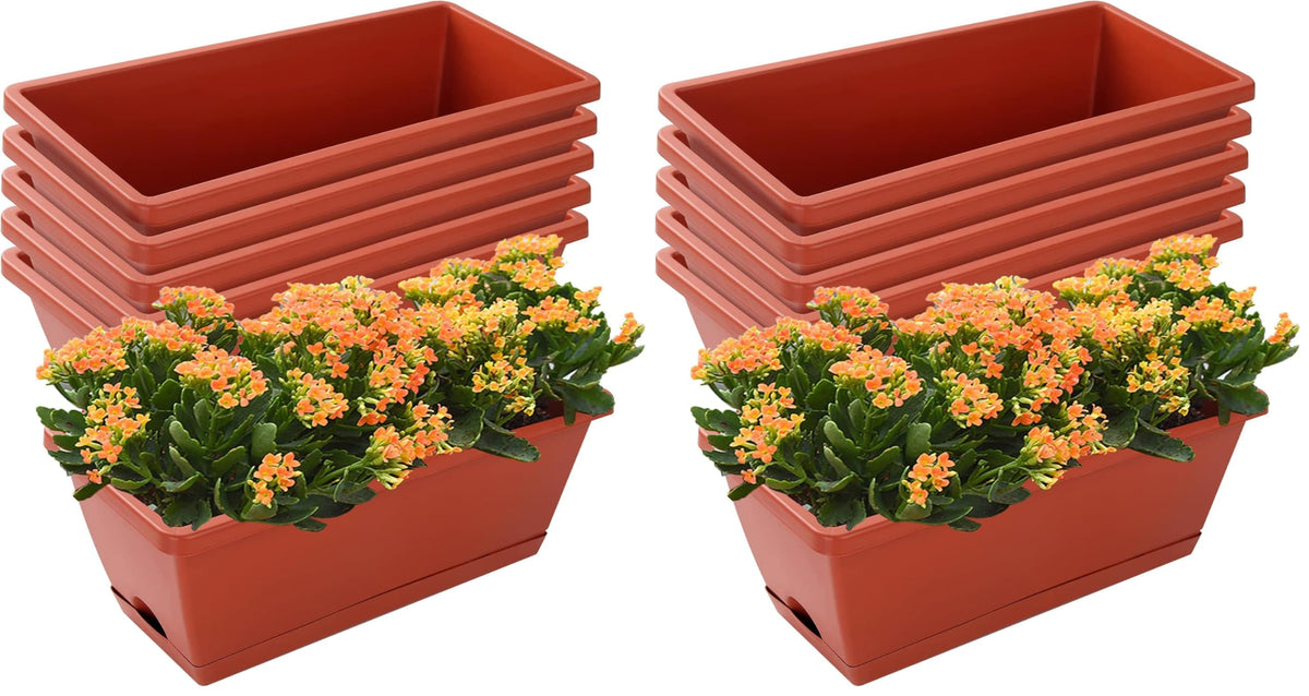 Window Box Planter,7 Pack Plastic Vegetable Flower Planters Boxes