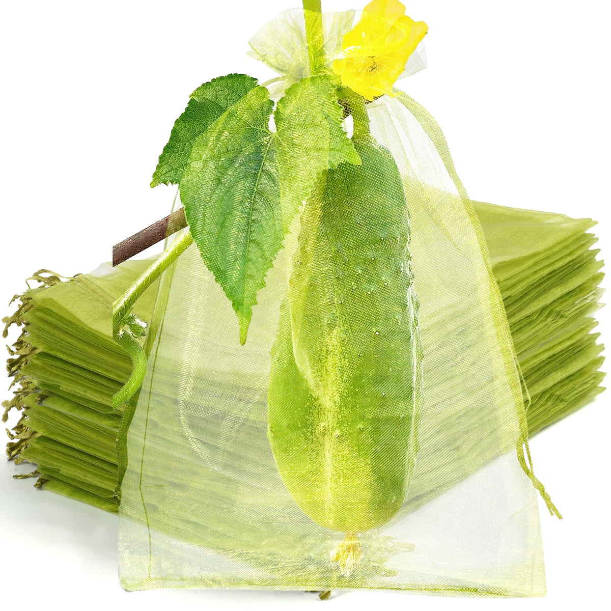 50 Pcs Fruit Protection Bags, 6×9 in Mesh Cover Nets for Tree, Green