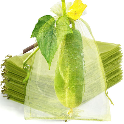 50 Pcs Fruit Protection Bags, 6×9 in Mesh Cover Nets for Tree, Green