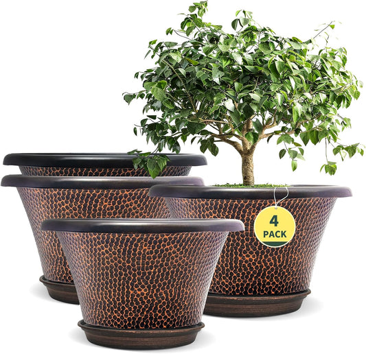 Quarut 12 Inch Pots for Plants,4 Pack Large Flower Pots with Drainage Hole