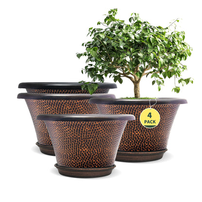 Quarut 12 Inch Pots for Plants,4 Pack Large Flower Pots with Drainage Hole