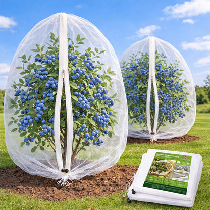 Jevrench 2-Pack 4 x 6 ft Garden Netting Bags with Zipper and Drawstring
