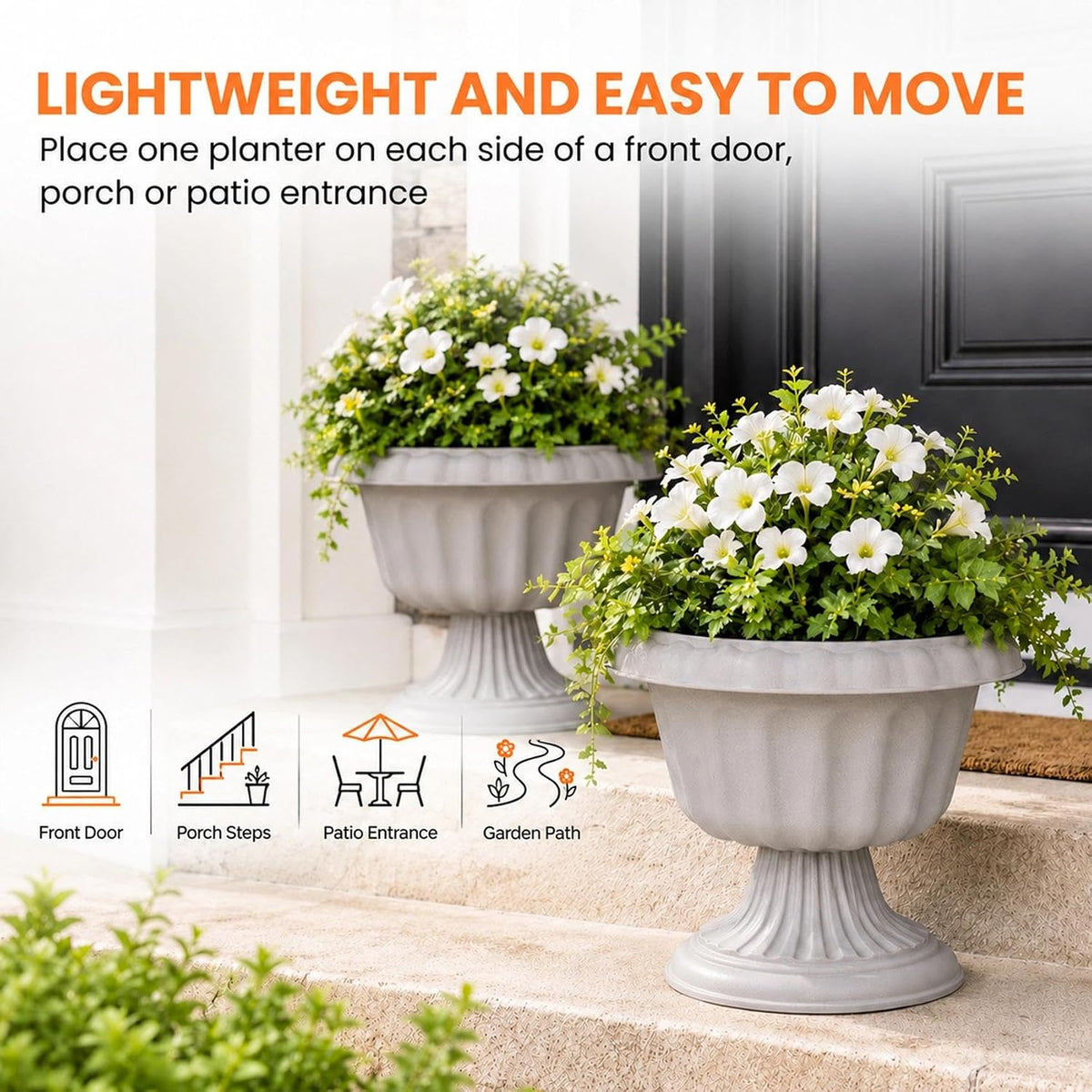 Usocik 10 Inch Outdoor Urn Planters, 2 Pack Pedestal Flower Pots