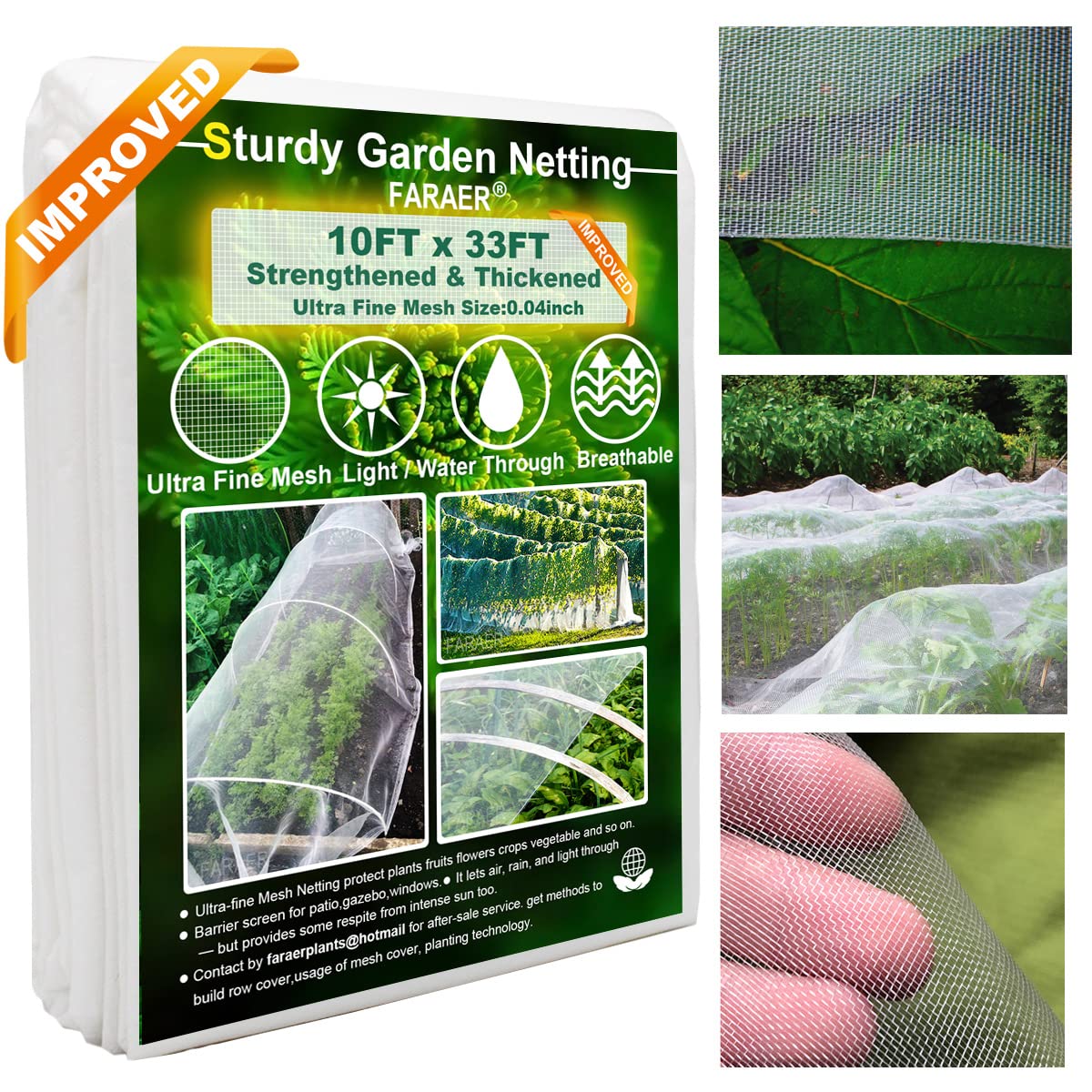 Garden Pest Barrier Netting, Thickened Mesh Net Bugs Out Plant Covers 10x33Ft Ultra Fine Protection Netting for Vegetable Plants Fruit Flowers Greenhouse Row Cover Raised Bed Insect Barrier Screen Net