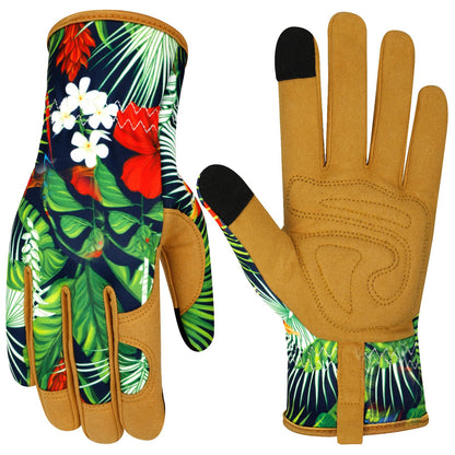 Leather Gardening Gloves for Women Garden Gloves Thorn Proof Touch Screen Design Heavy Duty Working Yard Gloves