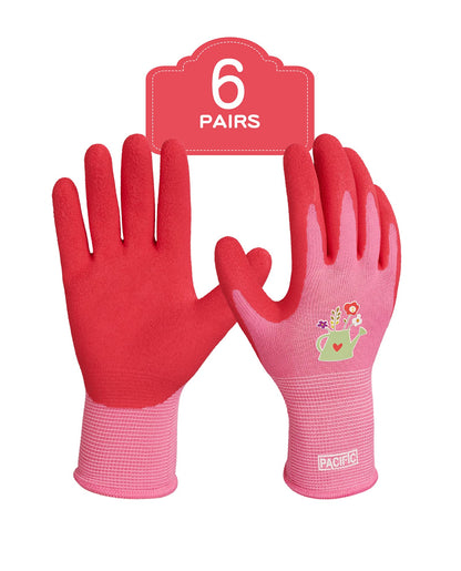 PACIFIC PPE 6 Pairs Gardening Gloves for women, Rubber Coated Garden Gloves, Ladies Yard Work Gloves, Breathable, Purple & Yellow & Red, Small