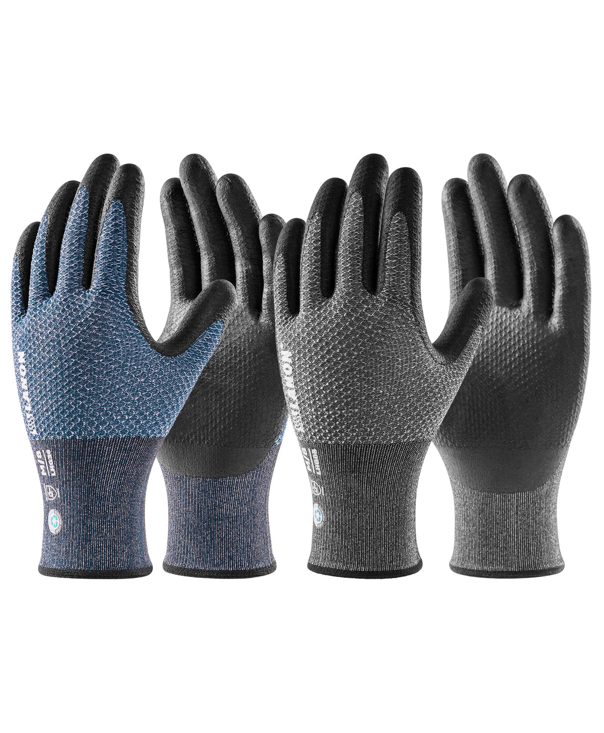 LANON Gardening Gloves for Men Women, 2 Pairs Nitrile Coated Garden Gloves with Grip, Breathable B.COMB AIR Technique, Dusty Olive & Bluebird, Medium