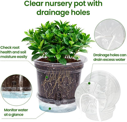 MIXC 18 Pack 6.5/5/4 Inch Self Watering Pots for Indoor Plants-Clear