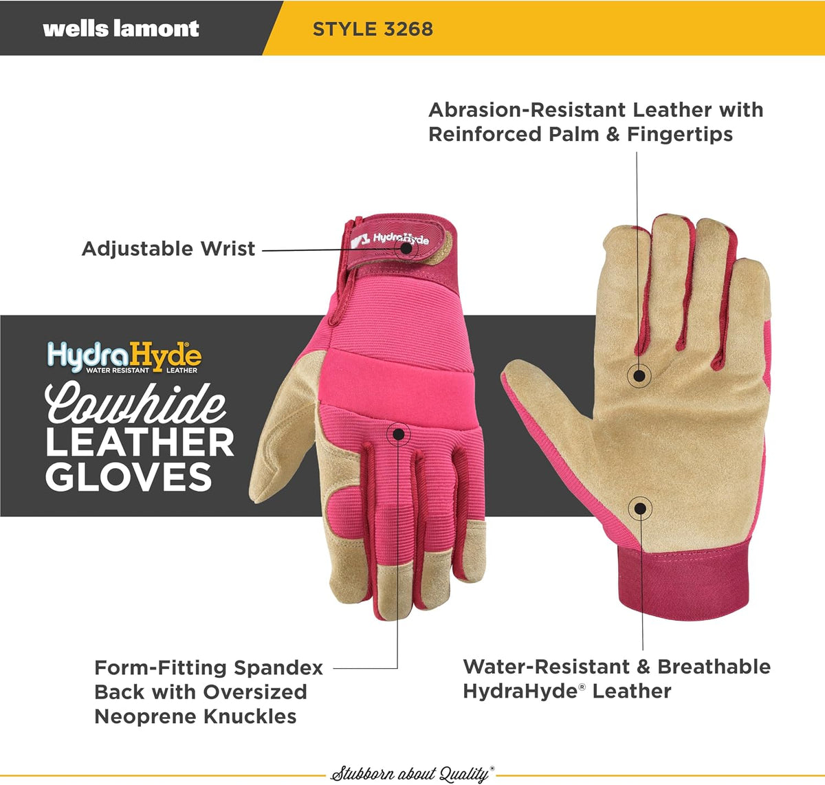 Wells Lamont Women's HydraHyde Hybrid Split Leather Work Gloves, Medium