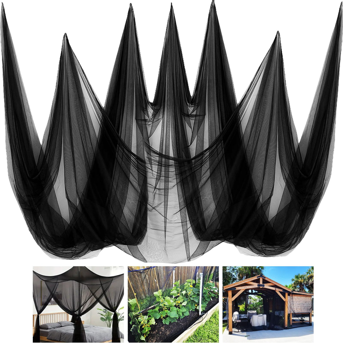 Mosquito Netting,10 × 50 Ft Mosquito Mesh Screen for Patio,Black