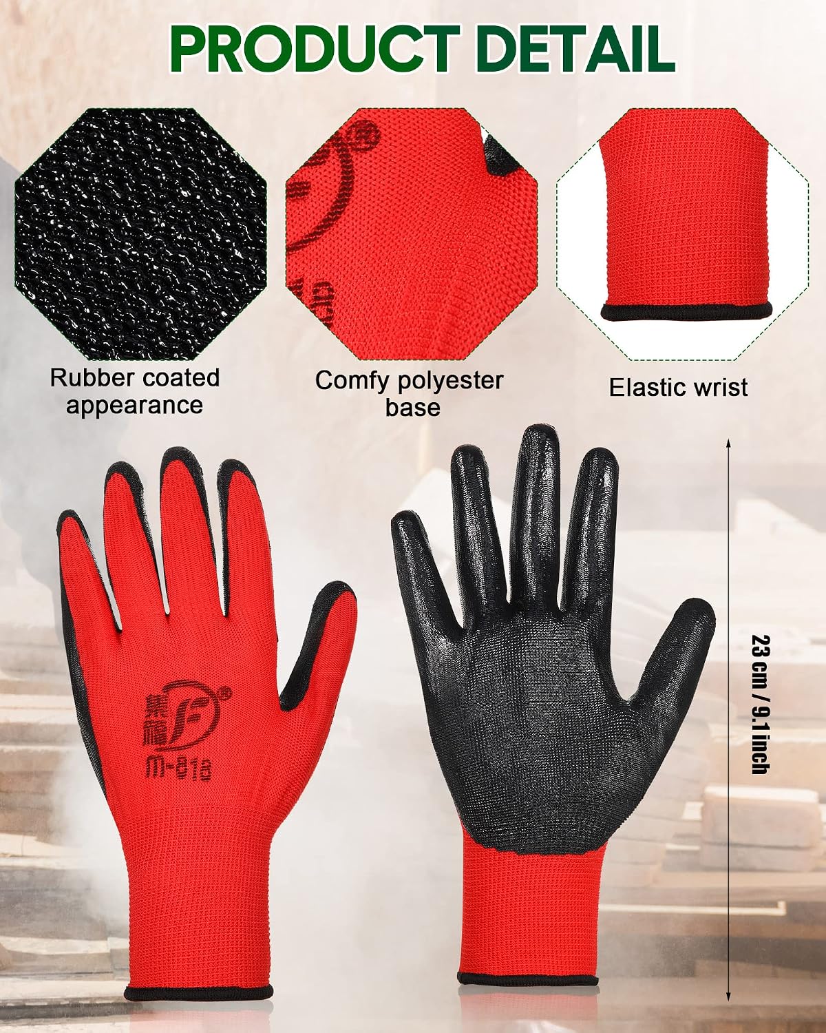 Nuogo 24 Pairs Gardening Gloves for Men Women Rubber Coated Landscaping Work Gloves Safety Work Construction