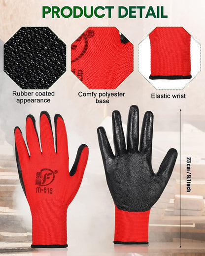 Nuogo 24 Pairs Gardening Gloves for Men Women Rubber Coated Landscaping Work Gloves Safety Work Construction
