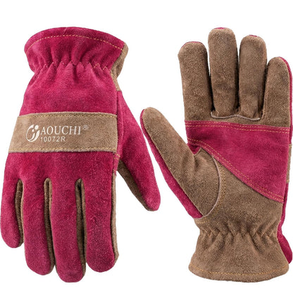 Leather Gardening Gloves for Women-Best Gift for Gardeners.Pink S