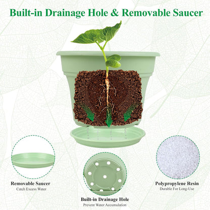 Pottiffe Plant-Pots-Planters-Indoor-Outdoor, 10 inch 4 Pack Green