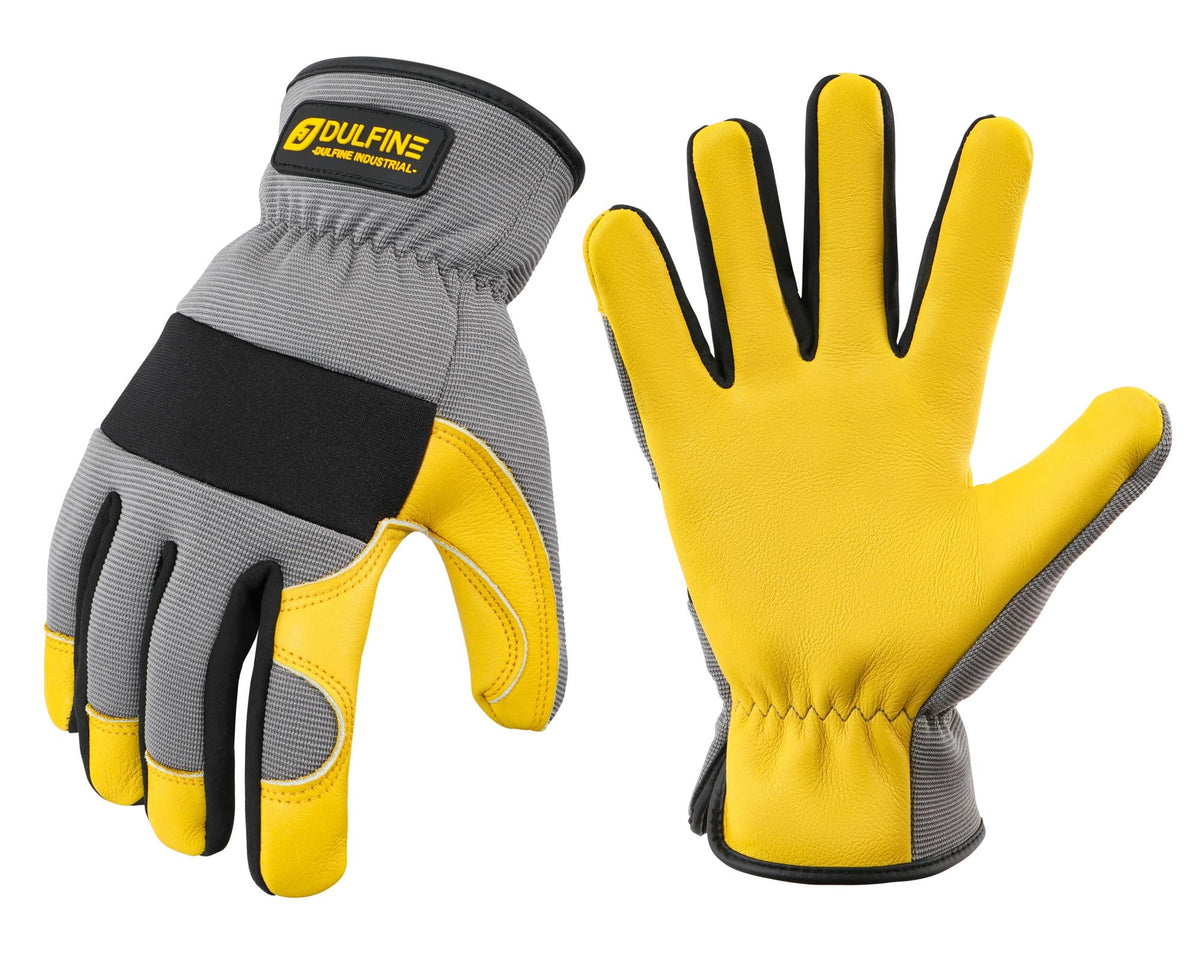 DULFINE Cowhide Leather Gardening Work Gloves for Men 1/3/12 Pairs