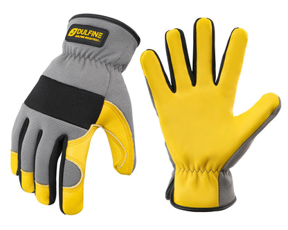 DULFINE Cowhide Leather Gardening Work Gloves for Men 1/3/12 Pairs