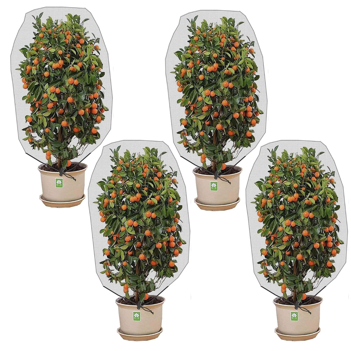 Alpurple 2 Pcs Insect Bird Barrier Netting Mesh with Drawstring- 4.9 x 3.2 Ft Garden Bug Netting Plant Cover- Fruit Tree Net for Protect Plant Fruits Citrus Flower from Insect Bird Eating