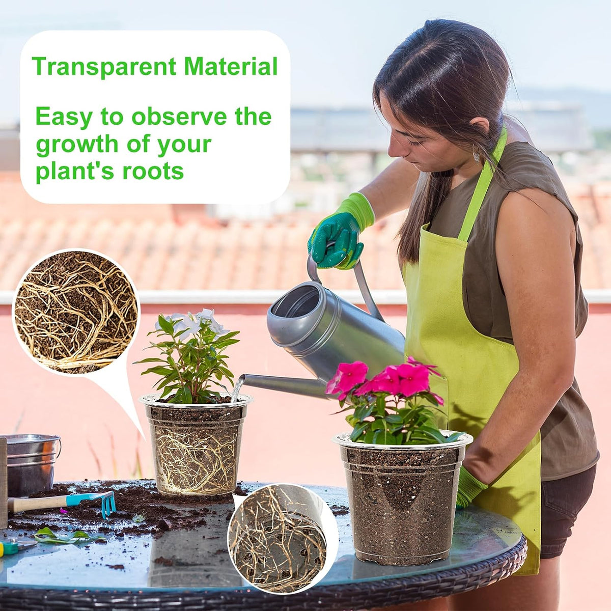JNYONG 60 Pack 3.5/4/5/6/7 Inch Clear Nursery Pots with Drainage Hole