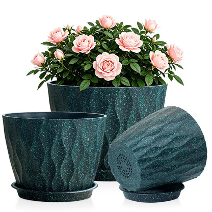 Plant Pots for Indoor Plants 3 Pack 10/9/8 Inch Plastic Planters