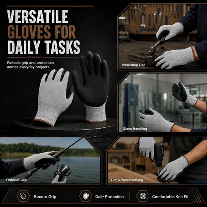 Level 5 Cut Resistant Work Gloves, Sandy Nitrile Grip, 1 Pair
