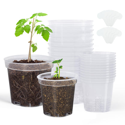 homenote 3/4/5/6.7 Inch Clear PP Nursery Pots with Drainage Holes (36 Pcs)