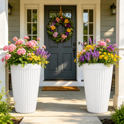Autodaya 15" Large Planters for Outdoor Plants Set of 2 Plastic Flower Pots
