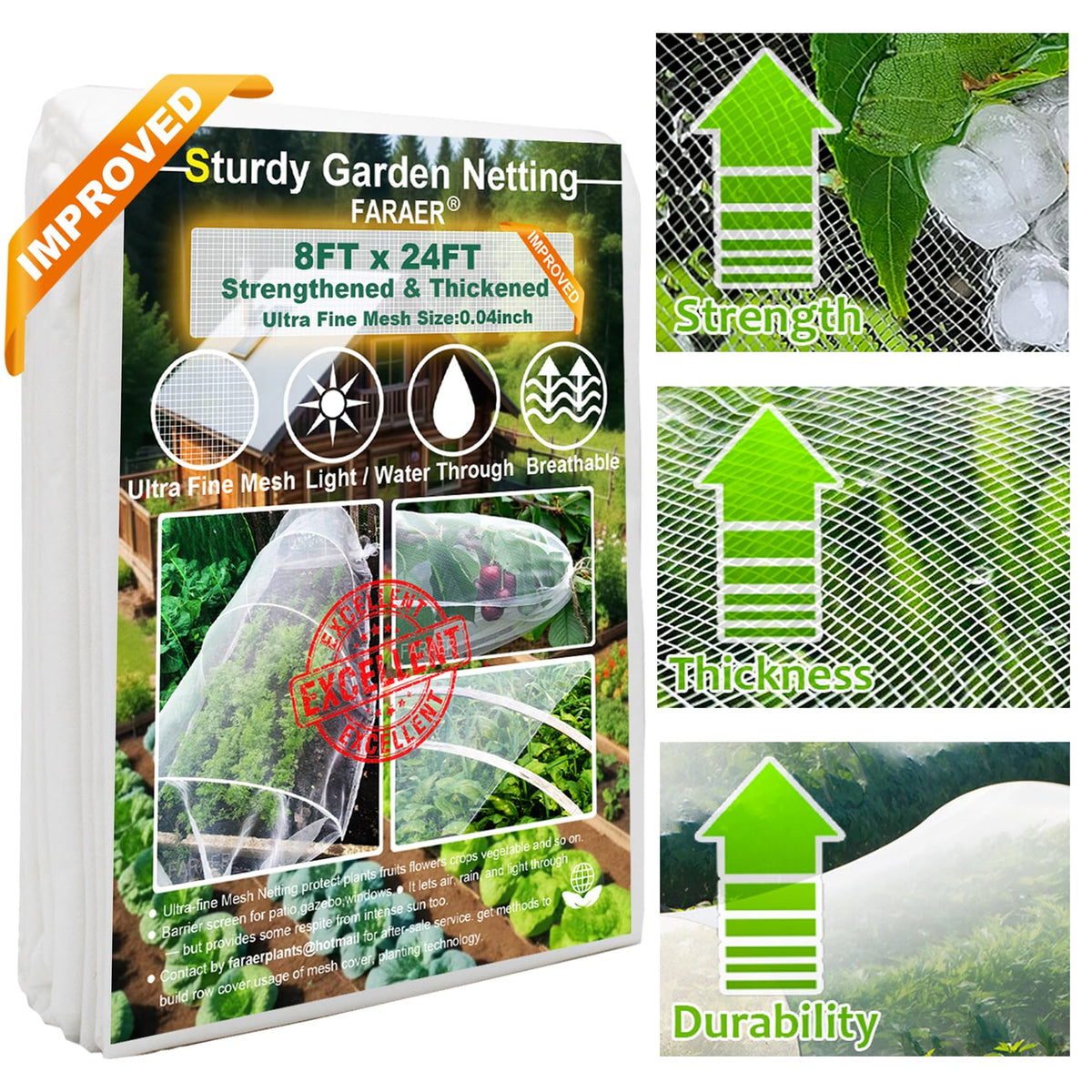 Garden Pest Barrier Netting, Thickened Mesh Net Bugs Out Plant Covers 10x33Ft Ultra Fine Protection Netting for Vegetable Plants Fruit Flowers Greenhouse Row Cover Raised Bed Insect Barrier Screen Net