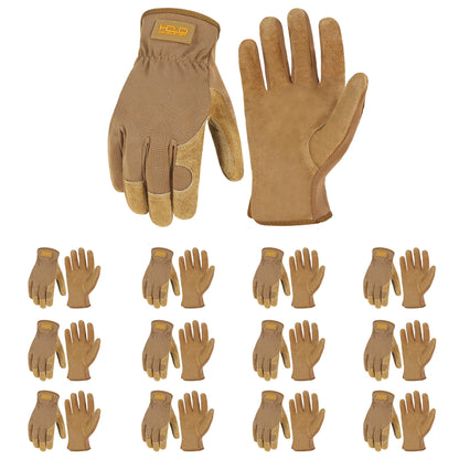 HANDLANDY Leather Gardening Gloves, Leather Work Gloves for Men Women