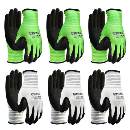 6 Pairs Gardening Gloves for Women & Men, Spring Green & White