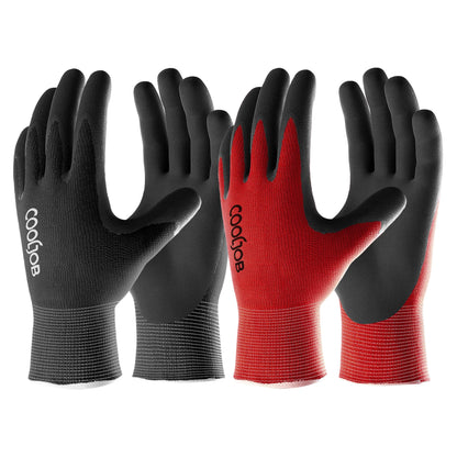 COOLJOB Micro-Foam Nitrile Safety Work Garden Gloves with Touchscreen Fingers, 6 Pairs Lightweight Working Gloves for Men’s Sweaty Hands, Non-slip Coated Grip Fits Most Tasks, Large, Blue & Black