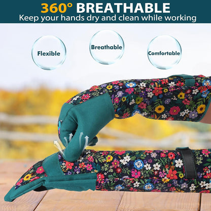 Gardening Gloves for Women, Long Garden Gloves with Grip, Thorn-Proof, Gift