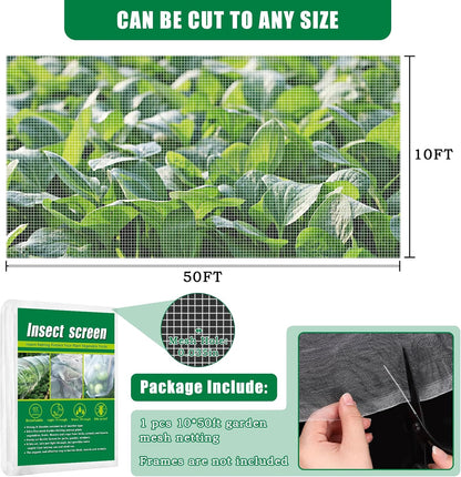 10 X 50 FT Breathable Garden Mesh Netting Pest Barrier for Raised Beds