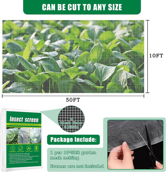 10 X 50 FT Breathable Garden Mesh Netting Pest Barrier for Raised Beds