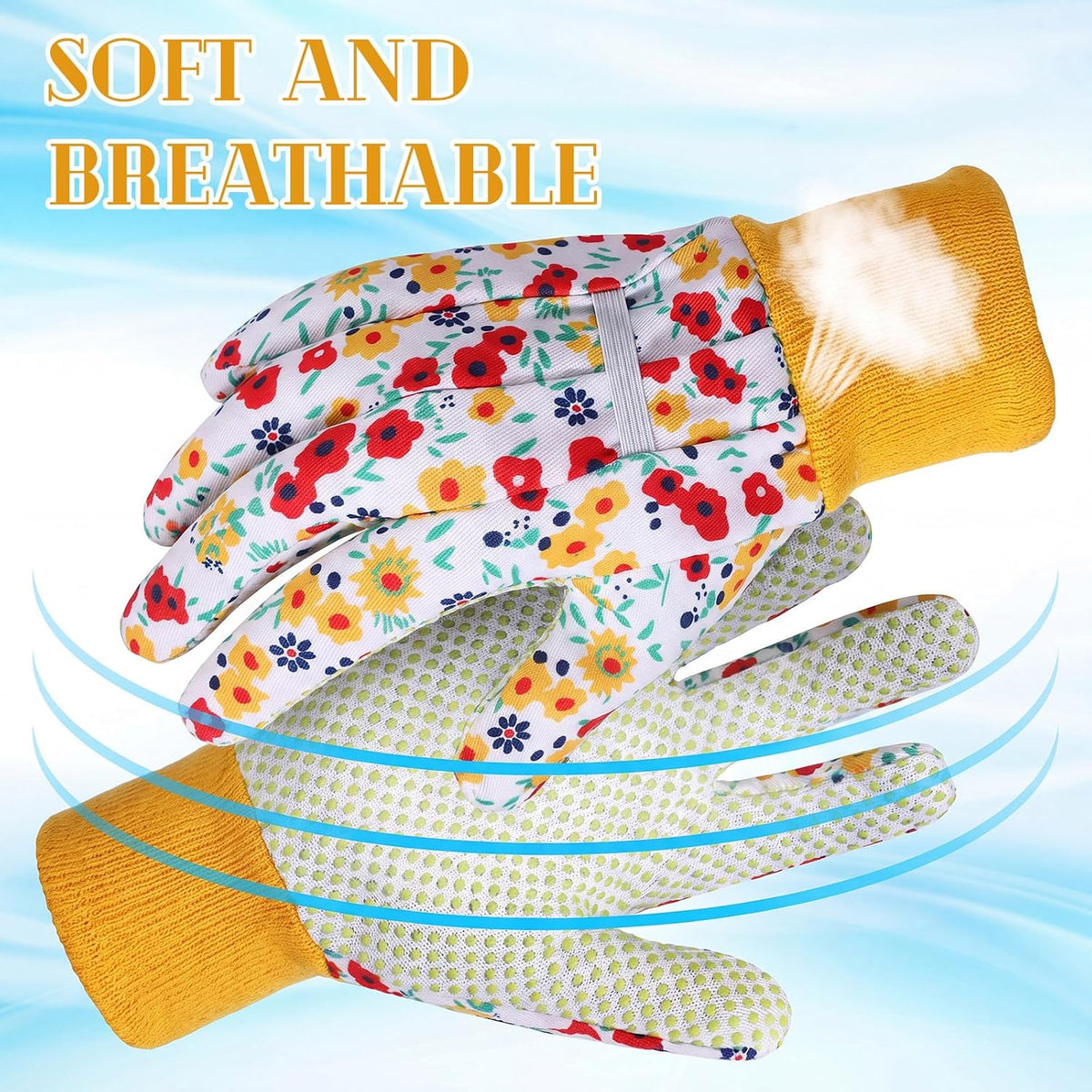 Queekay 8 Pairs Garden Gloves for Women Floral Gardening Gloves Breathable Cotton with Grip