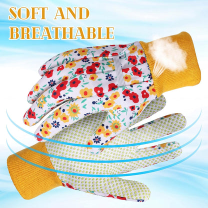 Queekay 8 Pairs Garden Gloves for Women Floral Gardening Gloves Breathable Cotton with Grip
