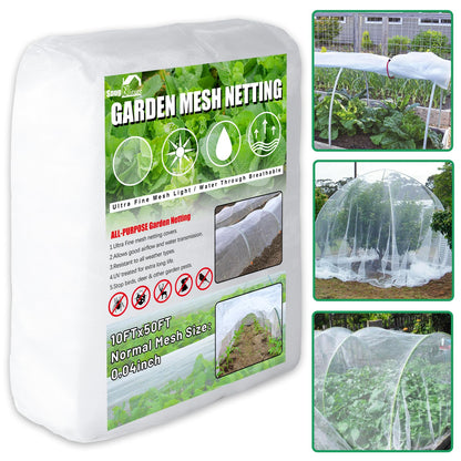 SnugNiture Garden Netting 10x33FT Ultra Fine Mesh Mosquito Net Plant Covers, White Bird Netting Barrier Greenhouse Row Cover Protect Fruits Flower Vegetables from Birds Deer & Squirrels